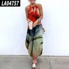 Casual jurken maxi sexy mouwloze Sundress dames bloemenprint causale halter zomer strandjurk asymmetrische dames sling lang