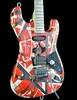 Heavy Relic Edward van Halen Franken Stein Elektro Gitar Beyaz Siyah Çizgili Kırmızı, Floyd Rose Tremolo Köprü Kilitleme Somun, Özel Kayış Düğmesi 258