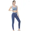 Actieve sets Tweedelige yoga set vrouwen trainen sportkledingpak voor fitness gym kleding leggings met bh mouwloze crop top tracksuit
