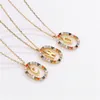 Chains Sweet Colorful Zircon Letters A - Z Initial M S C K Alphabet Pendente Long Chain Charm Necklace For Women Fashion Jewelry Dz476