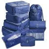 9st Set Travel Pack Bagage Organizer Kläder Lagring Fodral Högkvalitativ Vattentät kosmetisk toalettpås Traveltillbehör 211278N