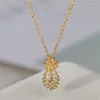 Hangende kettingen Europese en Amerikaanse sieraden groothandel mode gouden ananan ananastextuur volledige zirkoon slircon slik ketting vrouwelijke ketting