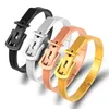 Bangle Men Pols Buckle Belt Armbanden Black Gold Color Titanium Steel Bangles Boys Punk Street Sieraden Accessoires