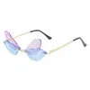 Solglasögon Dragonfly Wing Rimless Women Vintage Retro Sun Glasses Female Steampunk Shades Gafas Ladies Ocean Lens Eyewear