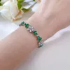 Choucong marque bracelets de mariage doux mignon bijoux fins pur 100% 925 argent Sterling goutte d'eau émeraude moissanite diamant fête femmes fleur bracelet cadeau