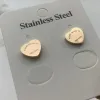 Neue T Gold Herz Ohrring Frauen Rose Stud Paar Flanell Tasche Edelstahl 10mm dick Piercing Schmuck Geschenke Frau Zubehör Großhandel