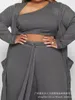 Dames Tweede stuk broek Set Jurk Open Front Long Cardigan Women Plus Size Sets Crop Top Suspenders jurken Casual Matching