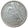 US Liberty Seated Dime 1881 P S Craft, pièces de copie plaquées argent, matrices en métal, usine de fabrication 3036