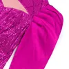 Robes décontractées Luxe Rose Paillettes Pour Femmes O Rond Manches Longues Gaine Paquet Hanches Cheville Longueur Femme Robe De Fête D'anniversaire