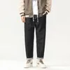 Men's Jeans 2023 Simple Elastic Waist Fashion Brand Comfortable Versatile Youth Pencil Pants One Piece Drop