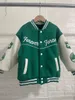 Jackor Junior Kids Boys Girls Black Green Autumn Winter Fall Baseball Letter Jackets 3 5 6 8 10 12 Years Teens Bomber Ytterkläder 231129