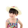 Cappelli 1 Pz 2023 Vendita Estate Bambini Cappello da sole Bowknot Pizzo Ragazze Moda Cap Principessa Paglia 5 Colori 8099