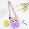 Cartoon Silicone Girls Messenger Bag Star Bunny Style Candy Color Girls Coin Bag Rainbow Pink Purple