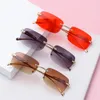 Sonnenbrille Randlos Rechteck Retro Klare Ozeanlinse Sonnenbrille Gepard Dekoration Schattierungen Mode UV400 Brillen für Damen Herren 231130