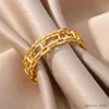 Band Rings Vintage Chain Rings For Women Stainless Steel Ring Double Layer Finger Wedding Jewelry Accessories Gifts R231130