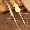 Baking Tools SEWS-2Pcs Heart Shape Handle Cake Cutter Golden Shovel Knife Wedding Server Set Party Divider