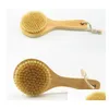 Spazzole da bagno Spugne Scrubber Spazzola per corpo pelle secca con manico corto in legno Setole di cinghiale Scrubber doccia esfoliante Masr Sn4189 Drop Oti3W