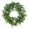 Decorative Flowers 1PC Eucalyptus Wreath Artificial Plants Background Wall Window Wedding Party Decor Vines Garland Supplies