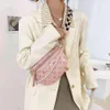 Waist Bags Holographic Fanny Pack Women Pearl Chain Leather Wide Shoulder Crossbody Chest Travel Female Banana Phone Purse 220423320K