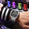 ساعة Wristwatches Lige Watches for Men 50m مقاوم للماء على مدار الساعة الفاخرة الرياضية ساعة كرونوغراف تاريخ السيليكون مربع الكوارتز رجال RELOJ HOMBRE