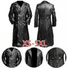 Men's Trench Coats MEN'S GERMAN CLASSIC WW2 MILITARY UNIFORM OFFICER BLACK LEATHER TRENCH COAT 231129