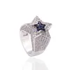 Mannen Zirkoon Ster Ring Diamant Euramerican Hip Hop Sieraden Koper Iced Out Heren Rings2872