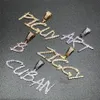 Hip Hop brosse police personnalisé lettre pendentif collier glacé cubique breloque en Zircon bijoux pour hommes femmes 269l