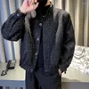 Giacche da uomo 2024 autunno inverno tessuto tessuto uomo colletto alla coreana Business Casual cappotto corto sociale streetwear bomber abbigliamento