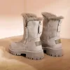 Stiefel Schnee Frauen Winter Warme Mode Designer Plattform Gladiator Rutschfeste Kurze Plüsch Wohnungen Wildleder Schuhe Mujer 231130