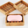 Natural Bamboo Wood Soap Dish Bathroom Shower Tray Sink Deck Bathtub Storage Self Draining Bar Dishes Rustic Sponge Holders Stand Q789