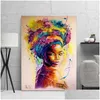 Paintings Iti Art Canvas Painting Colorf Girl Poster Print Wall Pictures For Living Room Vintage Decoration Drop Delivery Home Garde Dhloz
