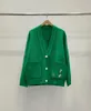 Maglieria da donna Moda Donna Verde Perline fatte a mano Cappotto cardigan lavorato a maglia a maniche lunghe con scollo a V Elegante giacca maglione con scollo a V