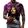 Jésus avatar impression été mode décontracté à manches courtes cool T-shirt Harajuku vêtements de rue haut surdimensionné