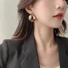 Hoop oorbellen Pure Gold Color Big Circle Round For Women Fashion 24k Pelled Multiline Geometry Earring Statement Sieraden