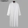 Robes masculinos finos jubba thobe longo sle cor sólida respirável robes 2023 gola árabe islâmico kaftan masculino abaya S-5XL l231130