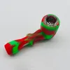 Colorful Silicone Protect Skin Glass Pipes Portable Removable Dry Herb Tobacco Filter Spoon Bowl Innovative Hand Smoking Cigarette Tube Holder