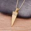 Pendant Necklaces Nidin Trendy Solid Triangle Geometric Design For Men Women Gold Plated Streetwear Hip Rock Zircon Necklace Jewelry