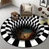 Tapis Tapis rond Clown Piège Vision Zone Tapis Halloween 3D Tapis géométrique Tapis de salon Tapis de couloir Décoration de Noël 2886