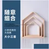 Articles de nouveauté en bois petite maison forme étagère décorative support de rangement artisanat ornements support tenture murale décoration chambre de bébé maison Dhan0