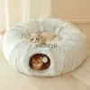 Kattenbedden Meubilair 2 In 1 Rond Huis Grappig Tunnelspeelgoed Zacht Lang Pluche Hondenbed Voor Kleine Honden Mand Kittens Mat Kennel Diep Sleepvaiduryd