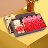 Faux Floral Greenery 1 set of soap flower fragrance romantic rose shaped soap bear doll Valentine's Day gift rose box home decoration 231130