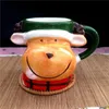 Water Bottles Creative Christmas ceramic mug cartoon Santa Claus snowman elk couple cups household tableware girl boy gift 231129