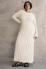 Casual Jurken Witte Maxi Gebreide Jurk Voor Vrouwen Elegante Lange Mouw Slanke Trui Herfst Winter Warm Causaal Avondfeest 2023