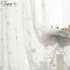 カーテンモダンな刺繍された白いチュールリビングルームのための花柄の薄いカーテンベッドルームキッチンボイルドレープホーム装飾
