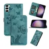 Butterfly Cat PU -läderplånbok Fall för Samsung S24 Ultra Plus A15 A05S Xiaomi 13T 14 Pro Redmi Note 13 5G Google Pixel 8 7 7A Print Card Slot Holder Flip Cover Pouch