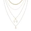 Pendant Necklaces Bohemian Hollow Moon Water Drop Crystal Necklace Women Vintage Geometric Beads Chains Jewelry Kolye YN1133