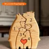 Novelty Items Free Engraving Personalized Custom Bear Family Wooden Puzzle Christmas Birthday Gift Name Sculpture 27 Names Desk Decor 231129
