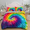 Beddengoedsets Tie Dye Trooster Cover Set Spiraal Etnisch Boho Dekbed Swirl Geverfd Patroon Bed