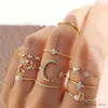 Bandringe FNIO Mode Kristall Blätter Ringe für Frauen Mädchen Schmetterling Blume Ringe Set Geburtstagsgeschenke Schmuck R231130