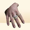 2021 Hela högkvalitativa hiphop -män smycken Micro Pave 5a Cz Iced Out Bling Cuban Link Chain Band Finger Rings Drop Ship270e1023207